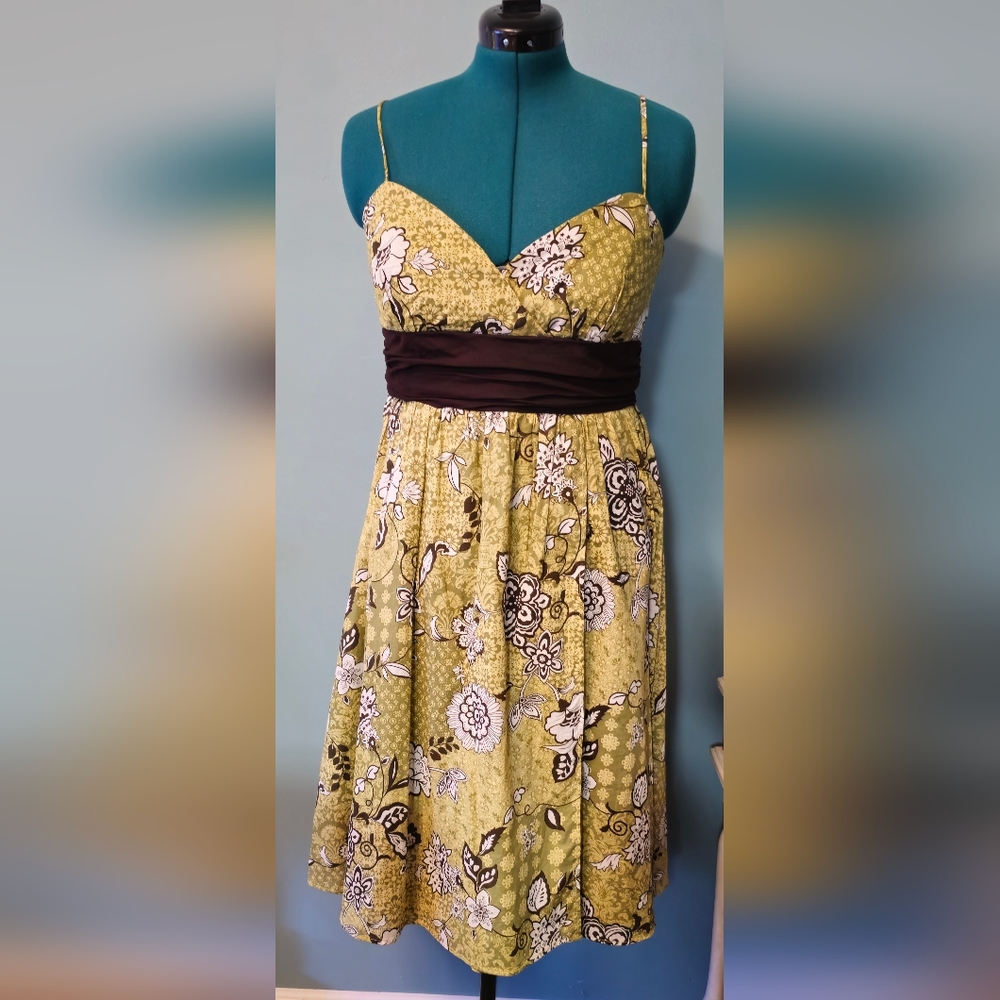 Boho style cotton floral empire waist dress, Size 12
